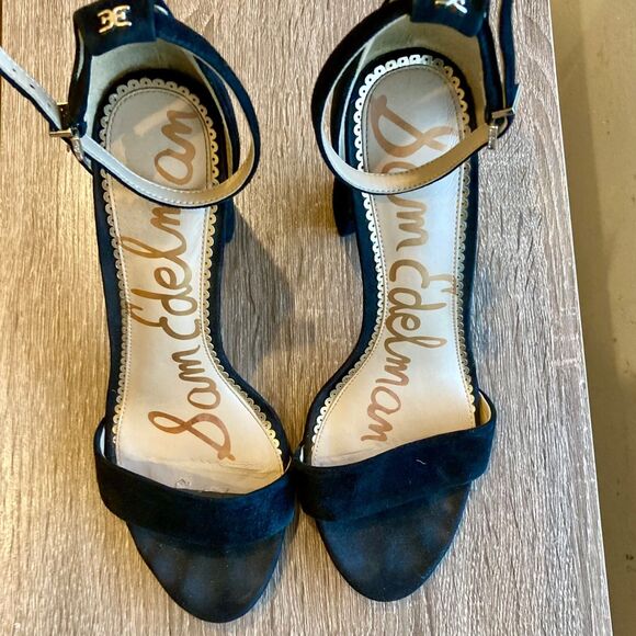 Sam Edelman Women's Yaro Sandal Size 9 Black Suede Block Heel with Ankle Strap - Picture 7 of 7